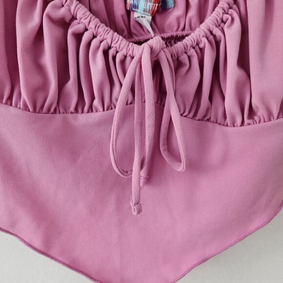 Urban Outfitters Pink Ruffle Crop Top Cropped Shirt Fairycore Y2K Cottagecore M - Picture 3 of 6